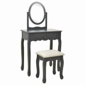 Toaletní stolek s taburetem Dekorhome Šedá,Toaletní stolek s taburetem Dekorhome Šedá