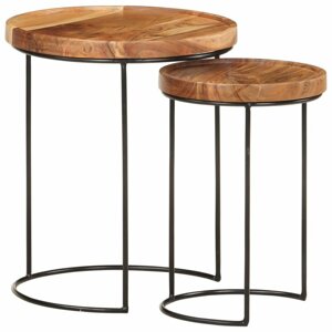 Odkládací stolek 2 ks dřevo / kov Dekorhome Akácie,Odkládací stolek 2 ks dřevo / kov Dekorhome Akácie