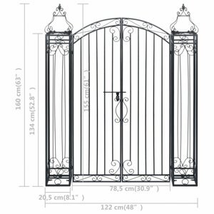 Okrasná zahradní brána kov Dekorhome 160 cm,Okrasná zahradní brána kov Dekorhome 160 cm