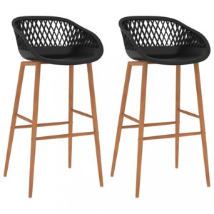 Barové židle 2 ks plast / kov Dekorhome Černá / hnědá,Barové židle 2 ks plast / kov Dekorhome Černá / hnědá