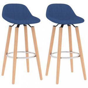 Barové židle 2 ks látka / buk Dekorhome Modrá,Barové židle 2 ks látka / buk Dekorhome Modrá