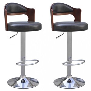 Barové židle 2 ks umělá kůže / dřevo / kov Dekorhome Černá,Barové židle 2 ks umělá kůže / dřevo / kov Dekorhome Černá