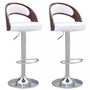 Barové židle 2 ks umělá kůže / dřevo / kov Dekorhome Bílá,Barové židle 2 ks umělá kůže / dřevo / kov Dekorhome Bílá