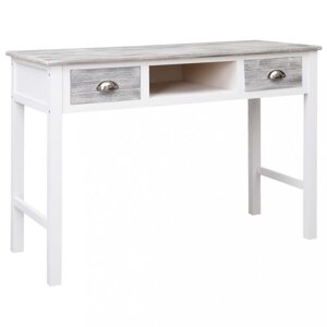 Psací stůl se 2 zásuvkami masivní dřevo Dekorhome Bílá / šedá,Psací stůl se 2 zásuvkami masivní dřevo Dekorhome Bílá / šedá