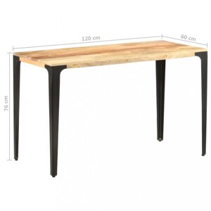 Jídelní stůl masivní dřevo / ocel Dekorhome 120x60x76 cm,Jídelní stůl masivní dřevo / ocel Dekorhome 120x60x76 cm