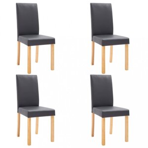 Jídelní židle 4 ks umělá kůže / dřevo Dekorhome Šedá,Jídelní židle 4 ks umělá kůže / dřevo Dekorhome Šedá