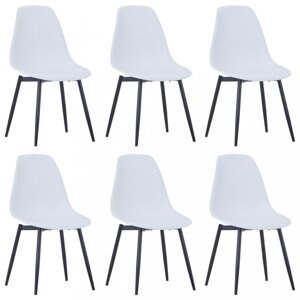 Jídelní židle 6 ks plast / kov Dekorhome Bílá,Jídelní židle 6 ks plast / kov Dekorhome Bílá