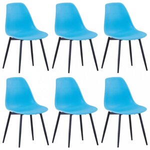 Jídelní židle 6 ks plast / kov Dekorhome Modrá,Jídelní židle 6 ks plast / kov Dekorhome Modrá
