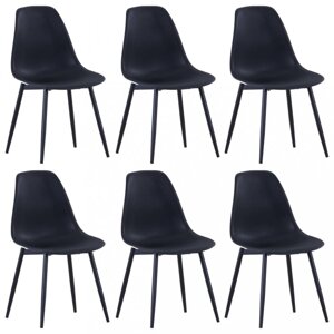 Jídelní židle 6 ks plast / kov Dekorhome Černá,Jídelní židle 6 ks plast / kov Dekorhome Černá