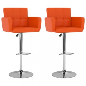 Barové židle 2 ks umělá kůže / kov Dekorhome Oranžová,Barové židle 2 ks umělá kůže / kov Dekorhome Oranžová