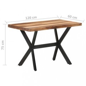Jídelní stůl masivní dřevo / ocel Dekorhome 120x60x75 cm,Jídelní stůl masivní dřevo / ocel Dekorhome 120x60x75 cm