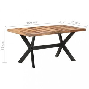 Jídelní stůl masivní dřevo / ocel Dekorhome 160x80x75 cm,Jídelní stůl masivní dřevo / ocel Dekorhome 160x80x75 cm