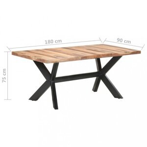 Jídelní stůl masivní dřevo / ocel Dekorhome 180x90x75 cm,Jídelní stůl masivní dřevo / ocel Dekorhome 180x90x75 cm