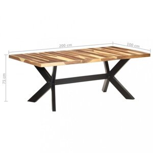 Jídelní stůl masivní dřevo / ocel Dekorhome 200x100x75 cm,Jídelní stůl masivní dřevo / ocel Dekorhome 200x100x75 cm