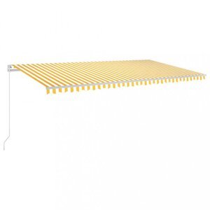 Ručně zatahovací markýza s LED světlem 600x350 cm Dekorhome Bílá / žlutá,Ručně zatahovací markýza s LED světlem 600x350 cm Dekorhome Bílá / žlutá