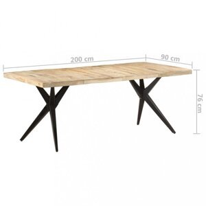Jídelní stůl masivní dřevo / ocel Dekorhome 200x90x76 cm,Jídelní stůl masivní dřevo / ocel Dekorhome 200x90x76 cm