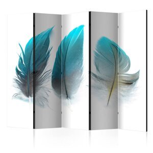 Paraván Blue Feathers Dekorhome 225x172 cm (5-dílný),Paraván Blue Feathers Dekorhome 225x172 cm (5-dílný)