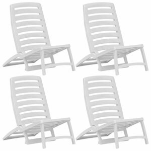 Skládací plážové židle 4 ks plast Dekorhome Bílá,Skládací plážové židle 4 ks plast Dekorhome Bílá