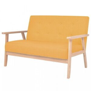 Dvoumístná sedačka textil / dřevo Dekorhome Žlutá,Dvoumístná sedačka textil / dřevo Dekorhome Žlutá