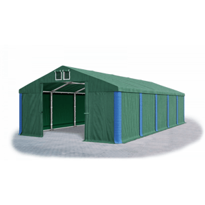 Garážový stan 4x6x2m střecha PVC 560g/m2 boky PVC 500g/m2 konstrukce ZIMA Zelená Zelená Modré,Garážový stan 4x6x2m střecha PVC 560g/m2 boky PVC 500g/m