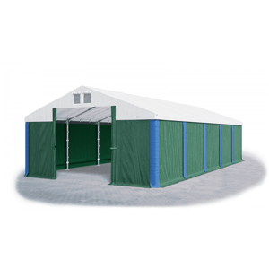 Garážový stan 5x6x2m střecha PVC 560g/m2 boky PVC 500g/m2 konstrukce ZIMA Zelená Bílá Modré,Garážový stan 5x6x2m střecha PVC 560g/m2 boky PVC 500g/m2
