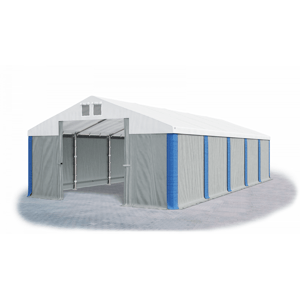 Garážový stan 4x6x2,5m střecha PVC 560g/m2 boky PVC 500g/m2 konstrukce ZIMA Šedá Bílá Modré,Garážový stan 4x6x2,5m střecha PVC 560g/m2 boky PVC 500g/m