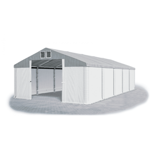 Garážový stan 4x8x2,5m střecha PVC 560g/m2 boky PVC 500g/m2 konstrukce ZIMA Bílá Šedá Bílé,Garážový stan 4x8x2,5m střecha PVC 560g/m2 boky PVC 500g/m2