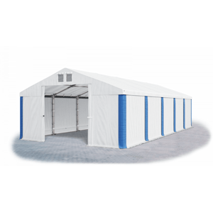 Garážový stan 5x8x2,5m střecha PVC 560g/m2 boky PVC 500g/m2 konstrukce ZIMA Bílá Bílá Modré,Garážový stan 5x8x2,5m střecha PVC 560g/m2 boky PVC 500g/m