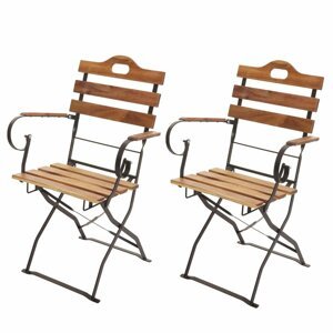 Skládací zahradní židle 2 ks Dekorhome Přírodní dřevo,Skládací zahradní židle 2 ks Dekorhome Přírodní dřevo