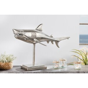 Dekorační socha žralok AMEIS 70 cm Dekorhome Stříbrná,Dekorační socha žralok AMEIS 70 cm Dekorhome Stříbrná