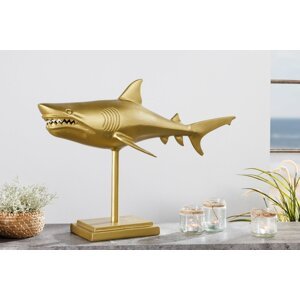 Dekorační socha žralok AMEIS 70 cm Dekorhome Zlatá,Dekorační socha žralok AMEIS 70 cm Dekorhome Zlatá