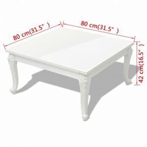 Konferenční stolek bílá vysoký lesk Dekorhome 80x80x42 cm,Konferenční stolek bílá vysoký lesk Dekorhome 80x80x42 cm