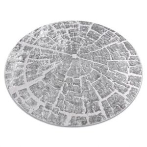 Moderní MEFE koberec kulatý 6185 Pařez stromu - Strukturální, dvě úrovně rouna šedá (Velikost: kruh 100 cm)
