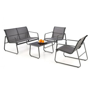 Zahradní souprava CONOR (sedačka + křeslo 2x + konferenční stolek), tmavě šedá / světle šedá