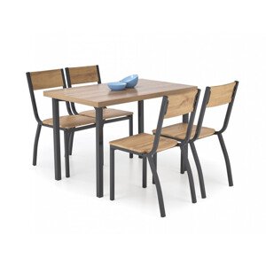 Sada stůl + 4 židle MILTON, přírodní / černá