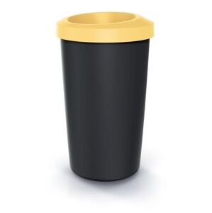 Odpadkový koš COMPACTA R DROP recyklovaný černý s světle žlutým víkem, objem 35l