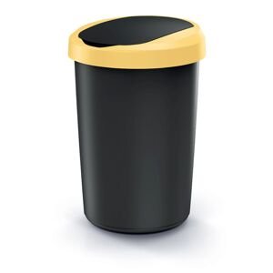Odpadkový koš COMPACTA R FLAP recyklovaný černý s světle žlutým víkem, objem 40l