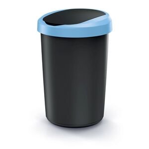 Odpadkový koš COMPACTA R FLAP recyklovaný černý s světle modrým víkem, objem 40l
