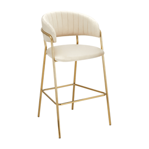 Designová barová židle, béžová Velvet látka/gold chrom zlatý, DASMIN TYP 2