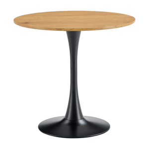 Jídelní stůl, kulatý, dub/černá, průměr 80 cm, REVENTON NEW