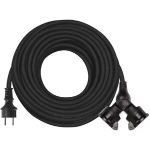 EMOS prodlužovací kabel 20m, 250V, 1,5mm2, 2 zásuvky, venkovní, guma, černá