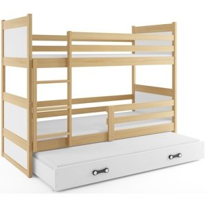 Patrová postel s přistýlkou RICO 3 80x160 cm, borovice/bílá (Volba matrace: Pěnová matrace)