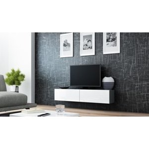 TV stolek Vigo 140 cm, šedá matná / bílá lesk