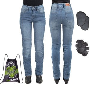 Dámské moto jeansy W-TEC Lustipa (Velikost: L, Barva: modrá)