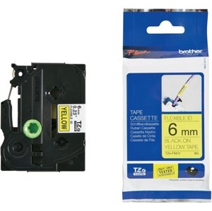 Páska Brother TZE-FX611, 6mm, žlutá/černá, s flexibilní páskou, délka 8m