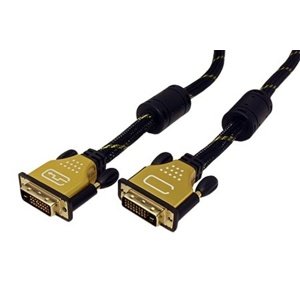 Kabel DVI-D(M) - DVI-D(M), dual link, s ferity, 2m, zlacené konektory