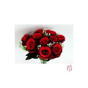 Růže, puget, barva červená. Květina umělá. KU4138, sada 4 ks