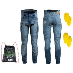 Pánské moto jeansy W-TEC Grandus EVO (Velikost: 38, Barva: modrá)