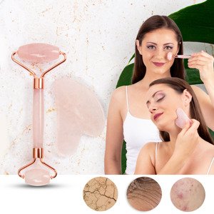 Masážní set Face roller a Gua Sha inSPORTline Rosado Set