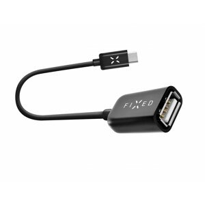 Kabel FIXED OTG datový s konektory USB-C, USB 2.0, 20cm, černý